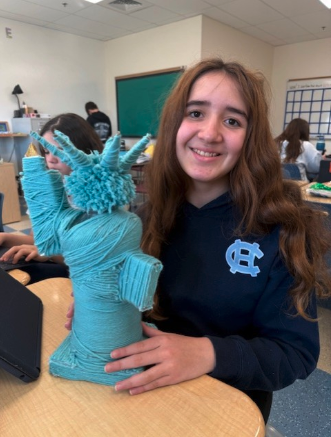 Leila Ahrens chose to build a scale model of the Statue of Liberty.