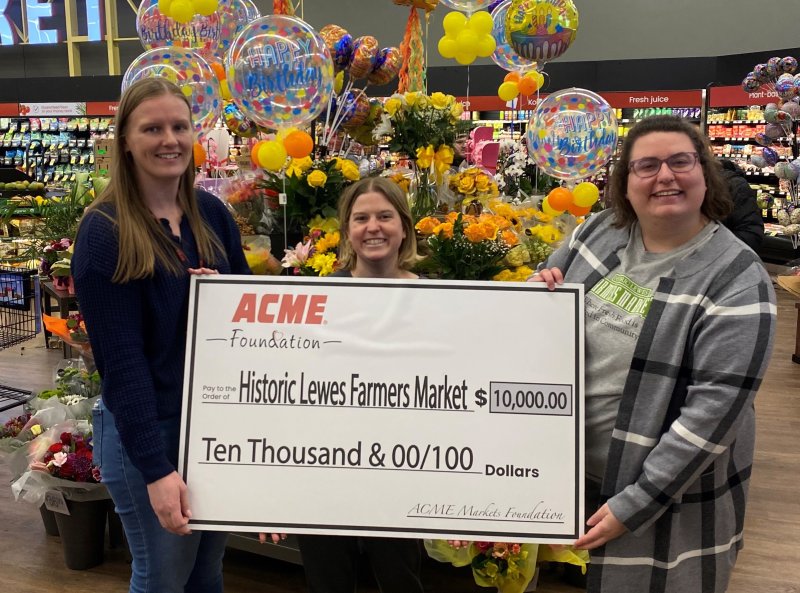 Check presentation attendees shown are (l-r) Kate Emick, communications coordinator, Albertsons Companies Foundation; Becca Seeley, HLFM office manager; and Eleanor Shue, HLFM executive director. SUBMITTED PHOTO