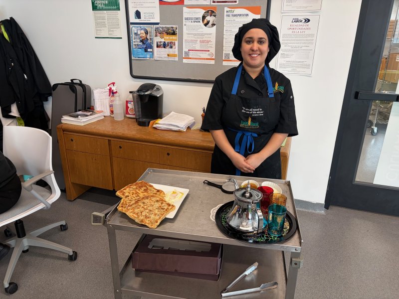 Hajar Ettazi prepares to face the judges with her scrapple flatbreads.
