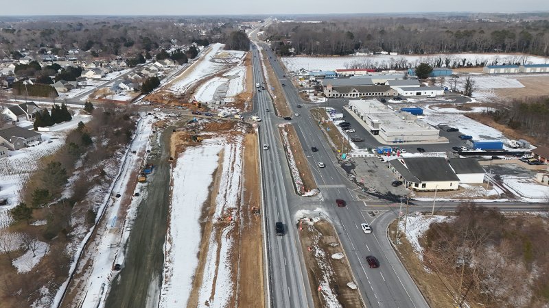 The new southbound road that will run parallel to Route 1 is beginning to take shape at Minos Conaway Road.