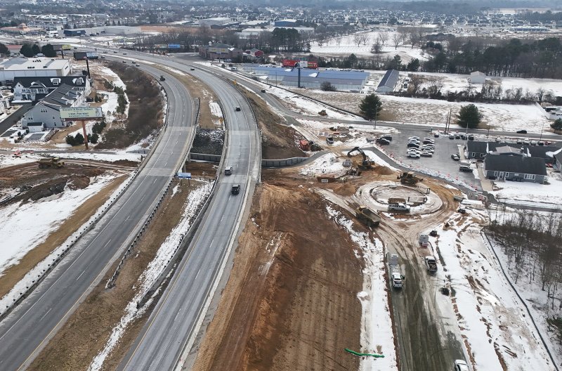 The new roundabout for southbound drivers sits just west of the Nassau Bridge.