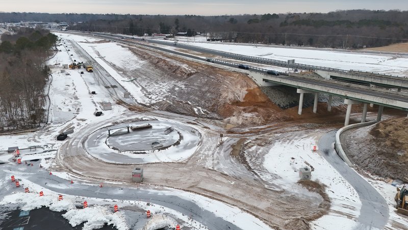 The roundabout west of the Nassau Bridge next to the Lewes Senior Center is starting to take shape. NICK ROTH PHOTOS