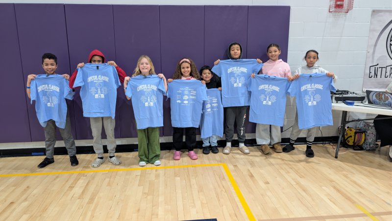 Awarded for their efforts in a shooting contest are (l-r) Ace Lewis, Darius Reaves, Juliette Gambale, Raylynn Welch, Tristan Taylor, Cameron Logan, Caroline Collins and Aaliyah Louine.