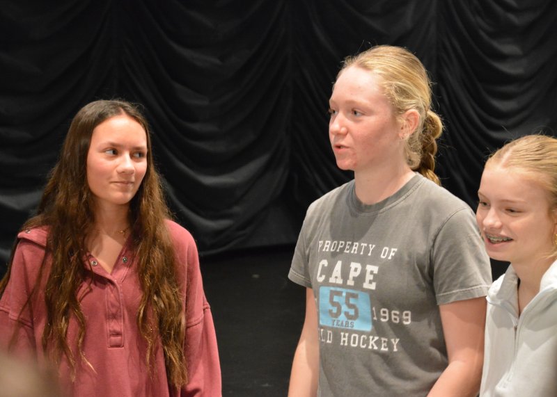 Talking through one of the presented scenarios with the group are (l-r) Elise Ramjattansingh, Brynn Evick and Anna Farrell.