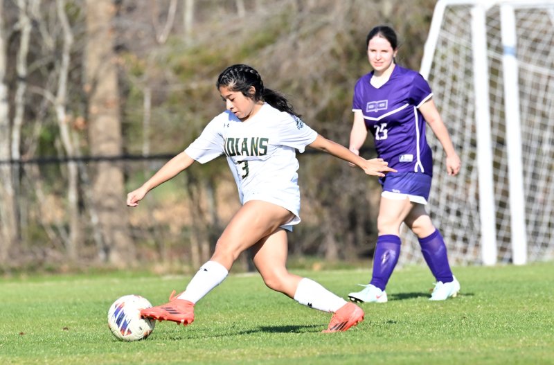 Indian River defender Rosalia Castrejon Galvez controls play in the midfield.
