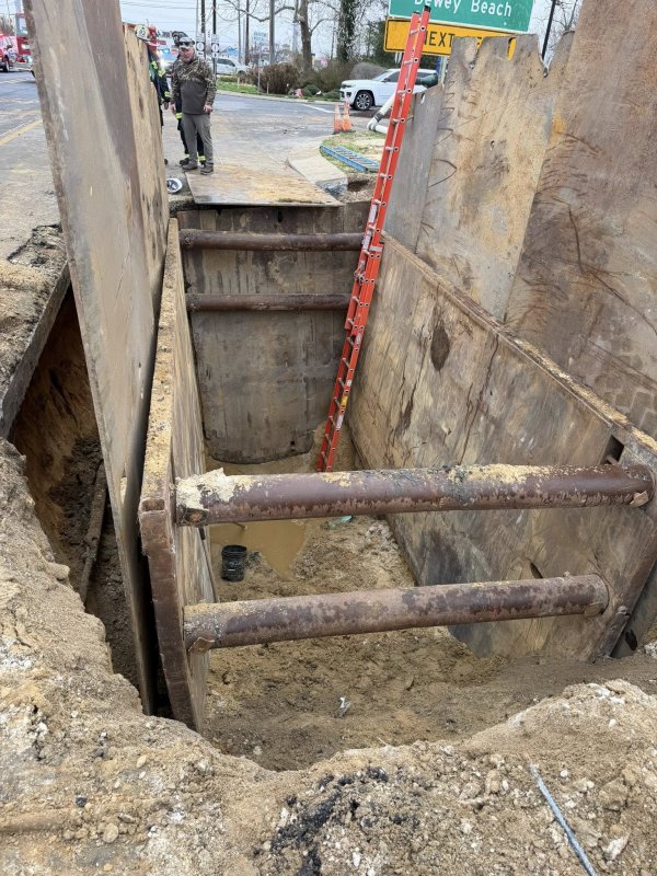 Units arrived to find an injured worker in an excavation trench.
