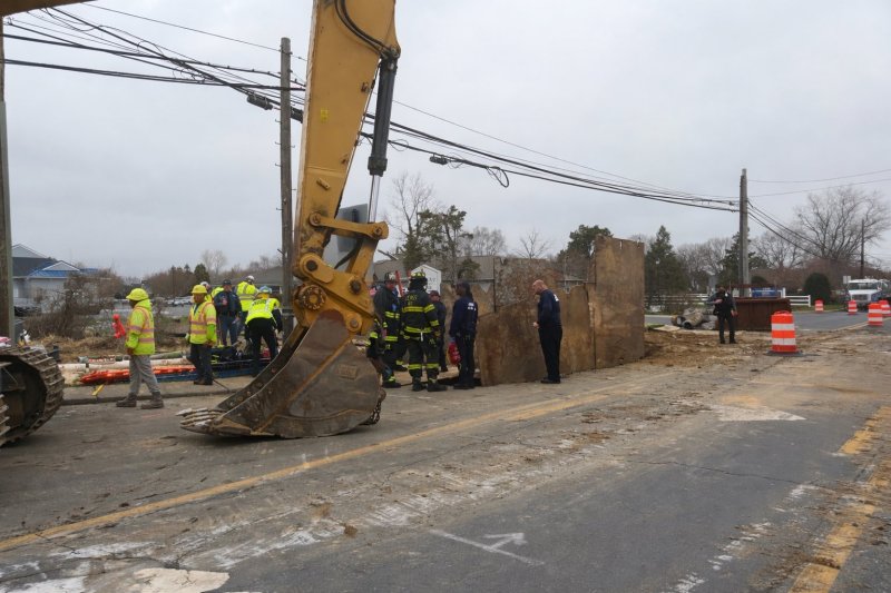 A 75-year-old inspector was trapped in a trench on Savannah Road outside Lewes about noon, March 23. SOURCE: LEWES FIRE DEPARTMENT