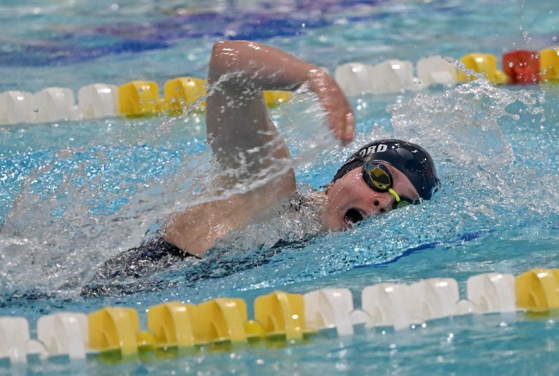 Sussex Academy’s Anna Mumford wins the 500 free in 5:00.83.