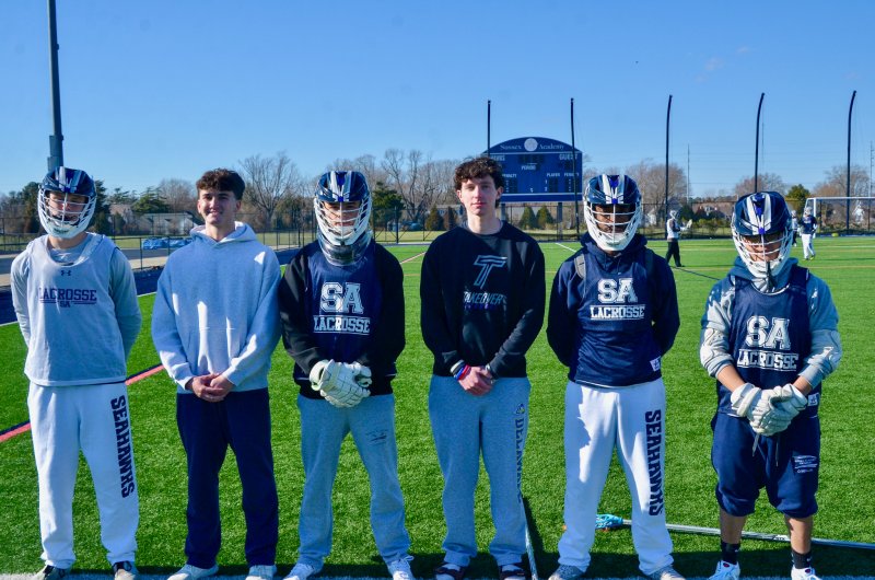 The Sussex Academy boys’ lacrosse team is hoping to defend its Henlopen South title and make it back to the state tournament in 2026. They will be led by seniors (l-r) Chase Ballinger, Christian Schimmel, Jackson Hagy, Chris Chadwell, Sebastian Scruggs and Kenner Carbajal-Cifuentes. AARON R. MUSHRUSH PHOTOS
