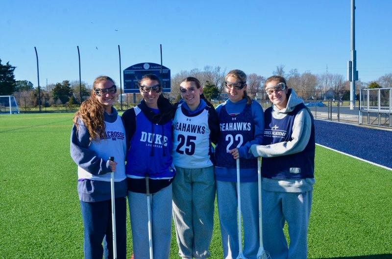 The Sussex Academy girls’ lacrosse team could reach the DIAA semifinals for the fifth straight year in 2026, and if they do, it will be because of the senior leadership of (l-r) Ellie Merrick, Shea Danahy, Kacie Rawling, Lily Bisaha and Ava Yenovkian. AARON R. MUSHRUSH PHOTOS