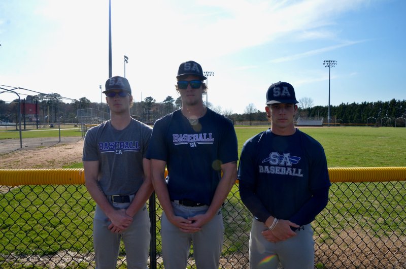 Sussex Academy seniors (l-r) Laine Roberts, Maddox Roberts and Victor Goodhue think the Seahawks are built to make the playoffs in 2026. AARON R. MUSHRUSH PHOTOS