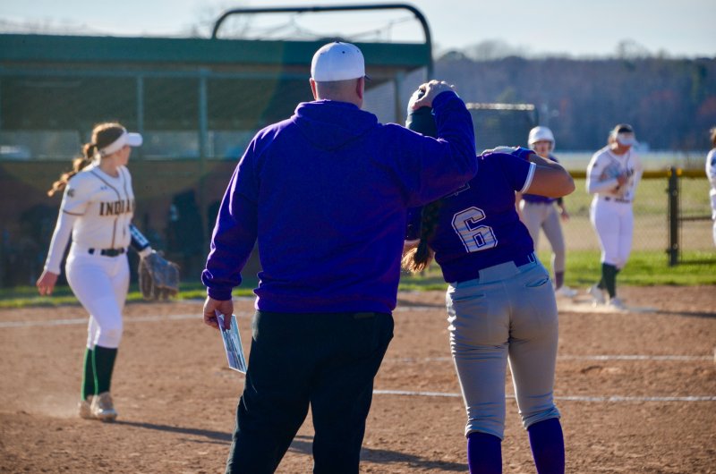 Royals sophomore MaryKate Dougherty gets some love after her RBI single.