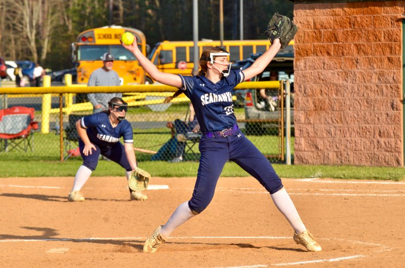 Sussex Academy junior Caroline White fires one in from the circle.