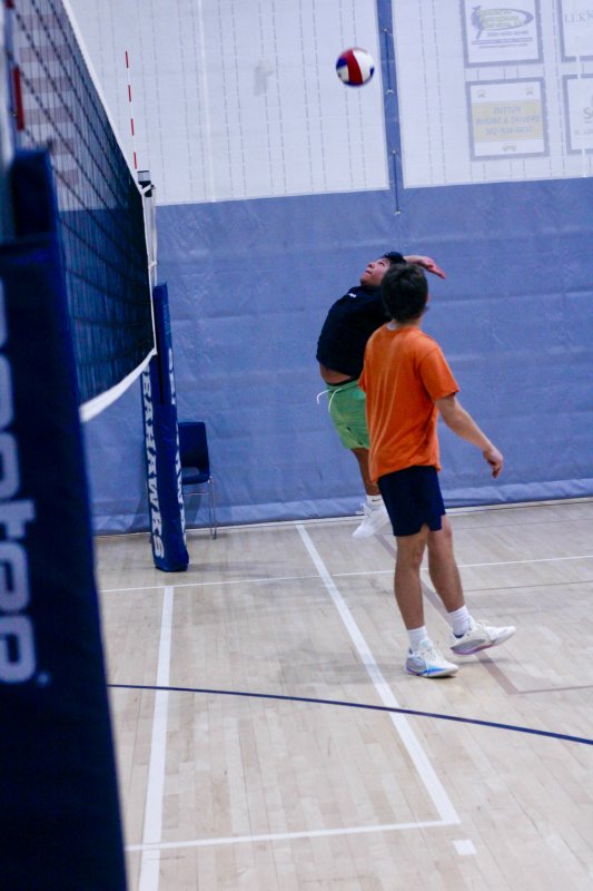 Sussex Academy’s Eliseo Soto-Perez flies up at the net.