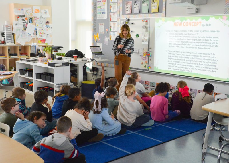 Rehoboth Elementary School first-grade teacher Dawn Dorman reviews some of the exceptions to the silent-e pattern students may come across when reading. SUBMITTED PHOTOS