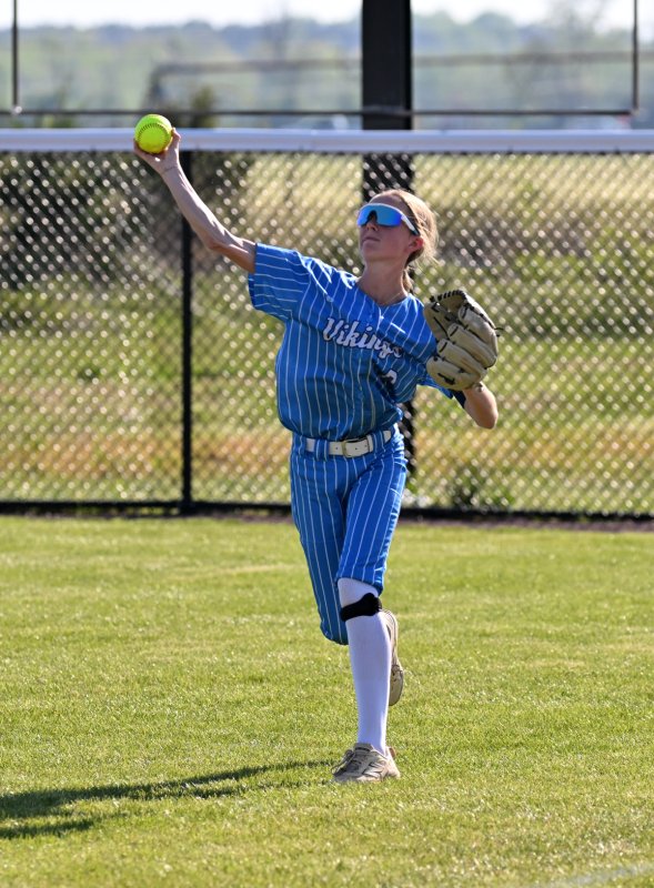 Cape freshman Emma Reynolds gets the ball in quickly from right field.