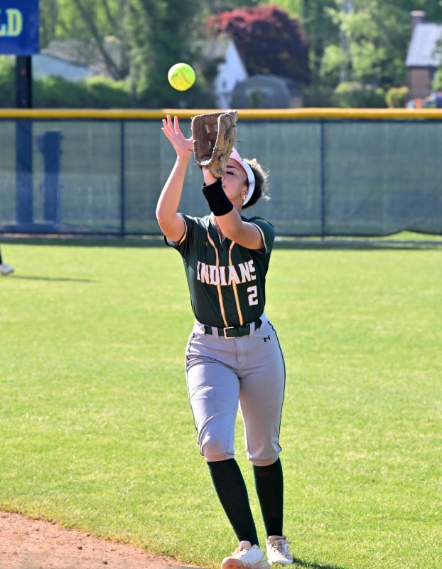 Indian second baseman Brionna Clark pulls in a pop up.