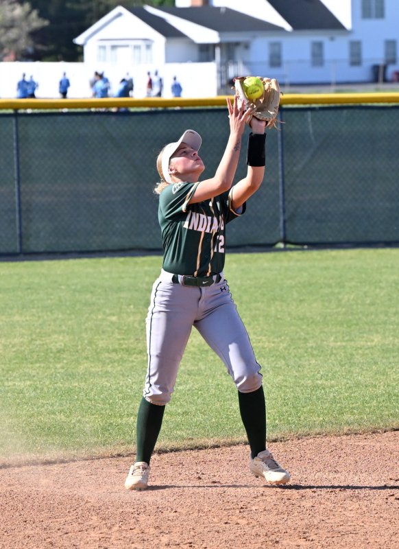 Shortstop Addelyn Clark snags a pop up for the Indians.