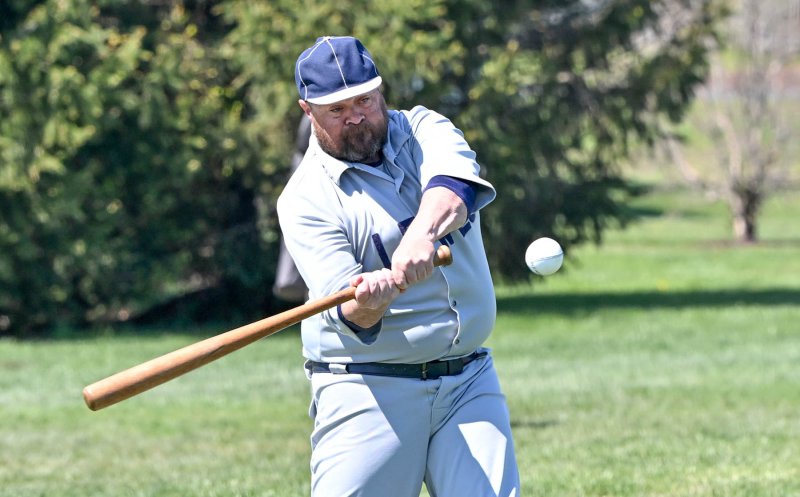 Garrett “Steady” Perdick slams a hit for Lewes.