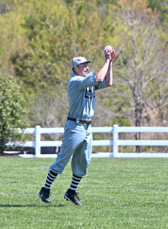 Lewes Base Ball Club’s Grant “Ulysses” Garrity gets an out in the field.