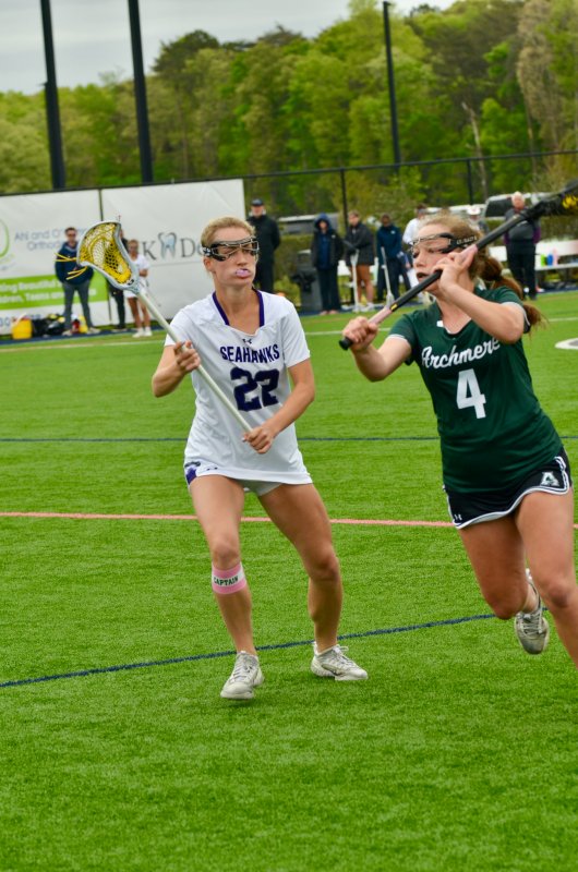 Sussex Academy senior Lily Bisaha locks in on defense.