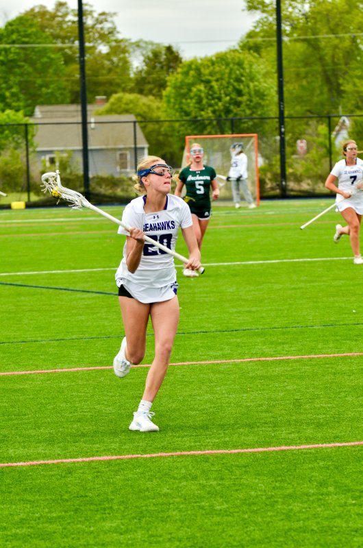 Sussex Academy junior June Hale brings the ball into the offensive third.