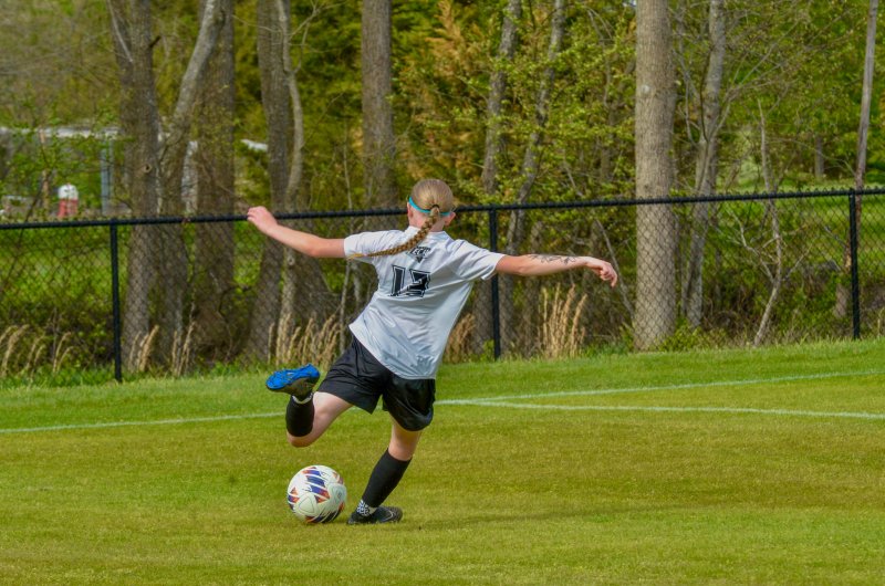 Sussex Tech senior Brianna Gabbert crosses the ball.