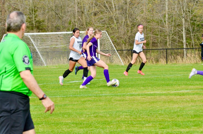 Delmarva Christian junior Madeline Taylor enters Ravens’ territory.
