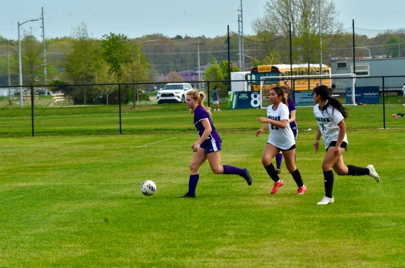Delmarva Christian senior Alyse Potter takes control of the ball.