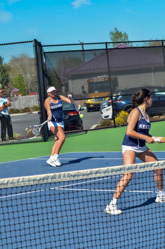 Sussex Academy senior Emma Feagans keeps the rally going.