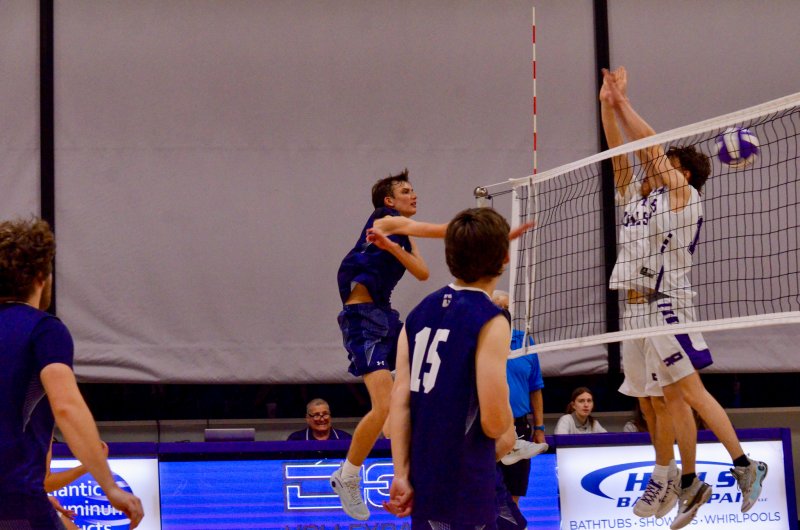 Sussex Academy junior Mack Lawson beats the block.