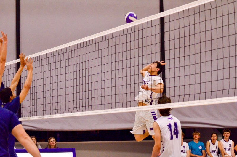 Delmarva Christian freshman Aarian Tucker grabs some air.