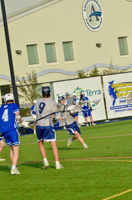 Sussex Academy junior Anthony Tattoli winds up for one of his two goals.