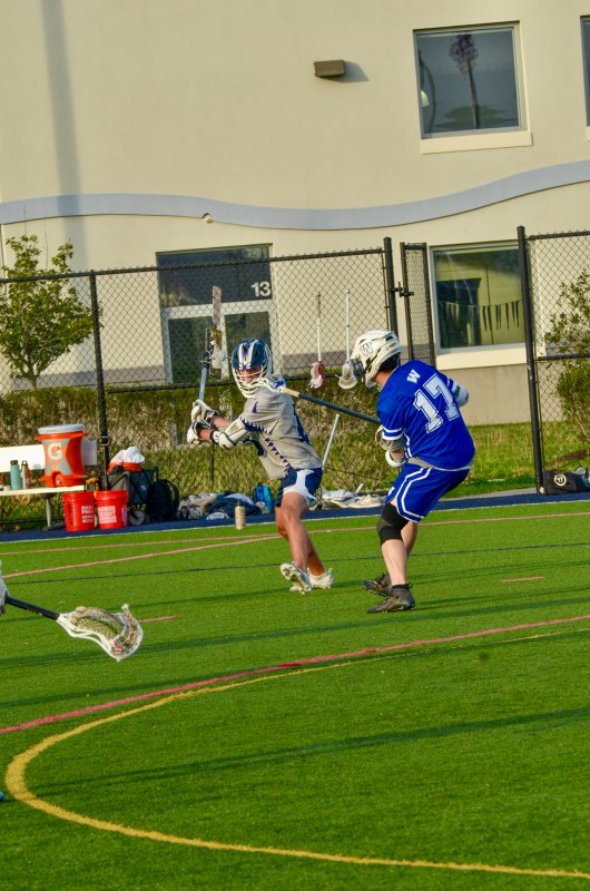 Sussex Academy sophomore Cooper Hagy fires in one of his four goals.