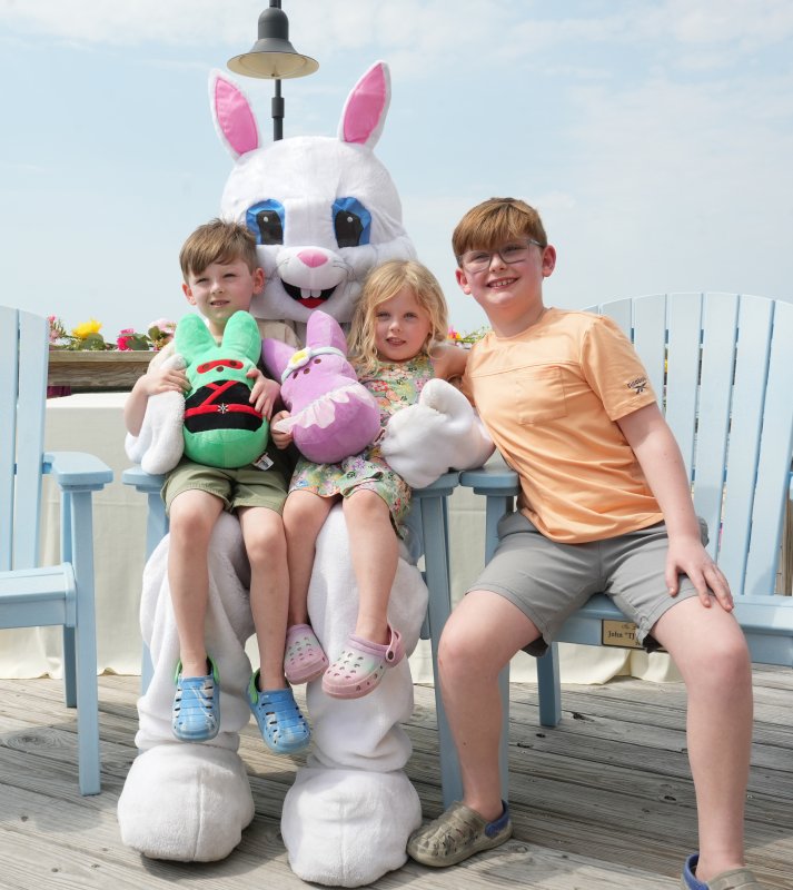 The Seakan siblings meet the Easter Bunny. Shown are (l-r) Blake, Shay and Chase.