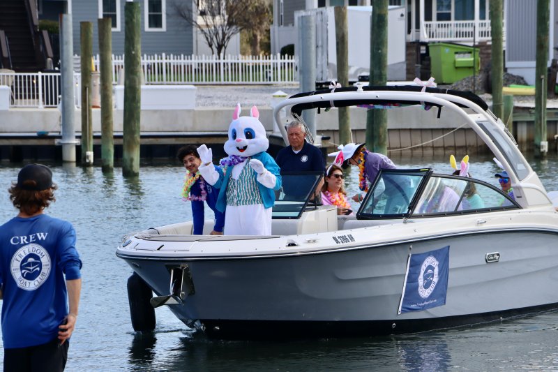 The Freedom Boat Club brought the Easter Bunny to the public dock in Lewes Canalfront Park for the annual Bunny Bonanza April 4. Once on dry land, he was available for pictures.